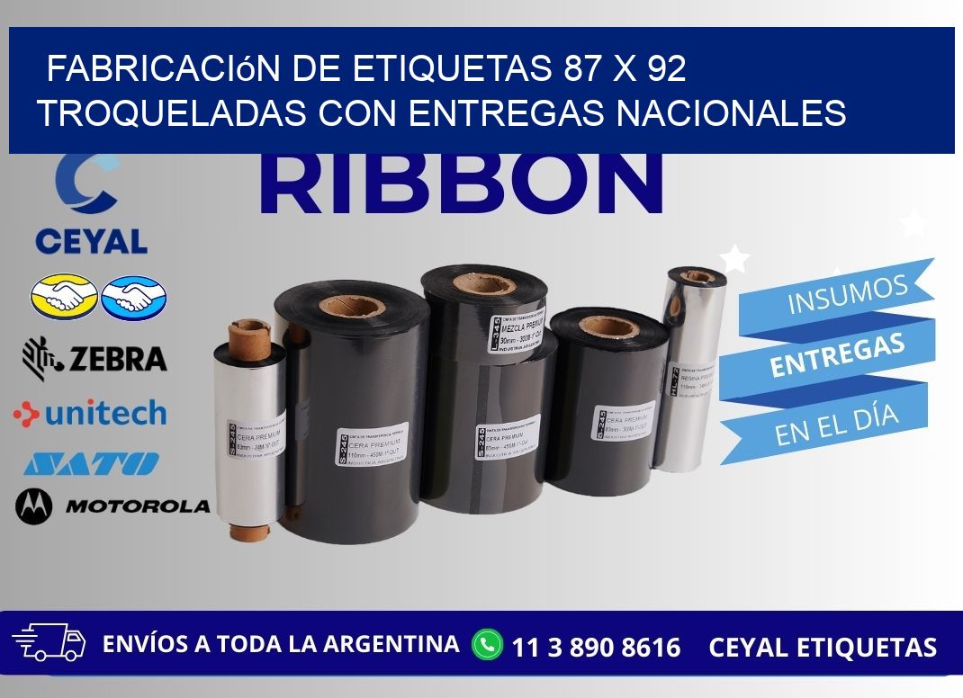 Fabricación de etiquetas 87 x 92 troqueladas con entregas nacionales