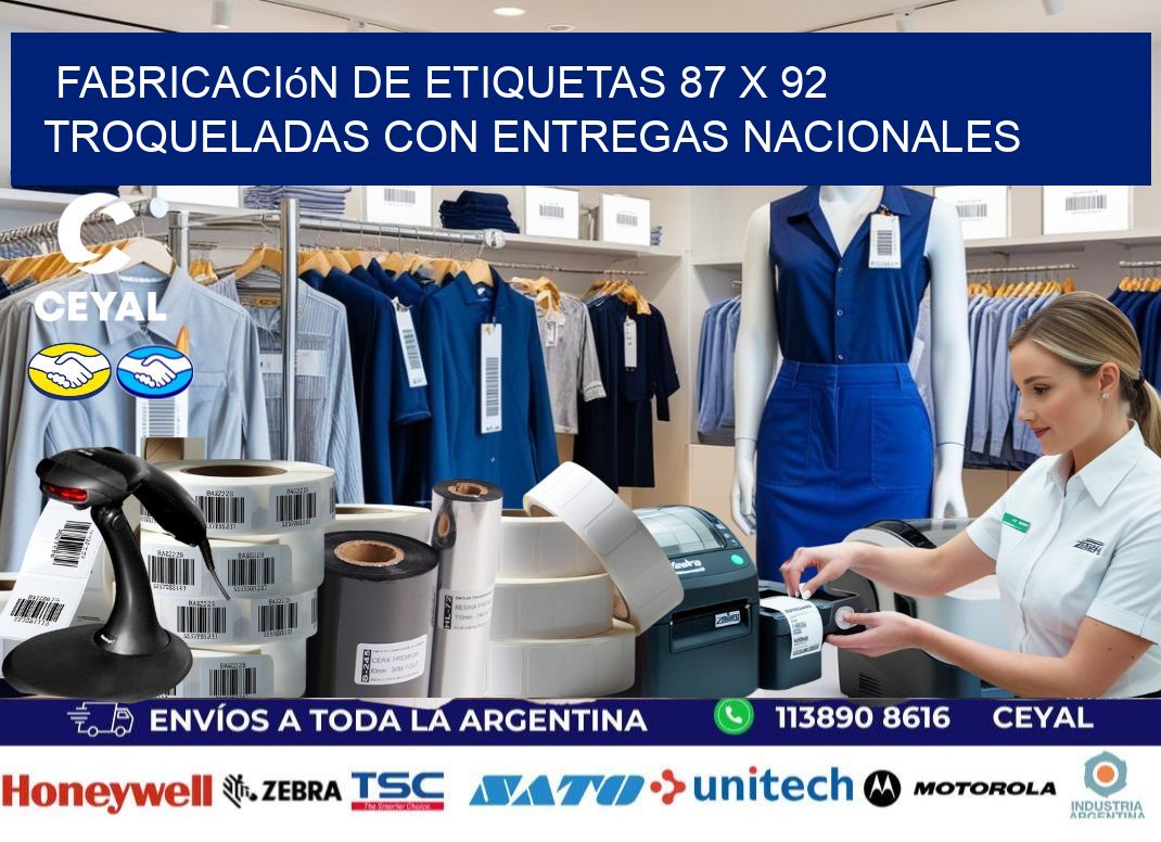 Fabricación de etiquetas 87 x 92 troqueladas con entregas nacionales