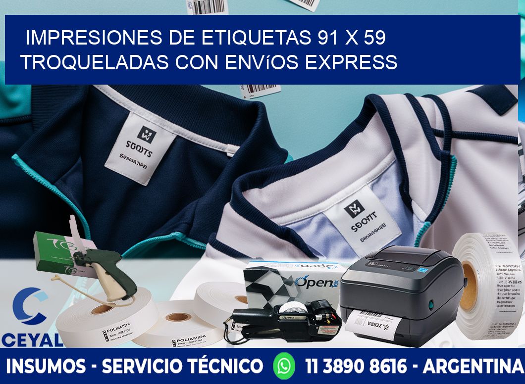Impresiones de etiquetas 91 x 59 troqueladas con envíos express