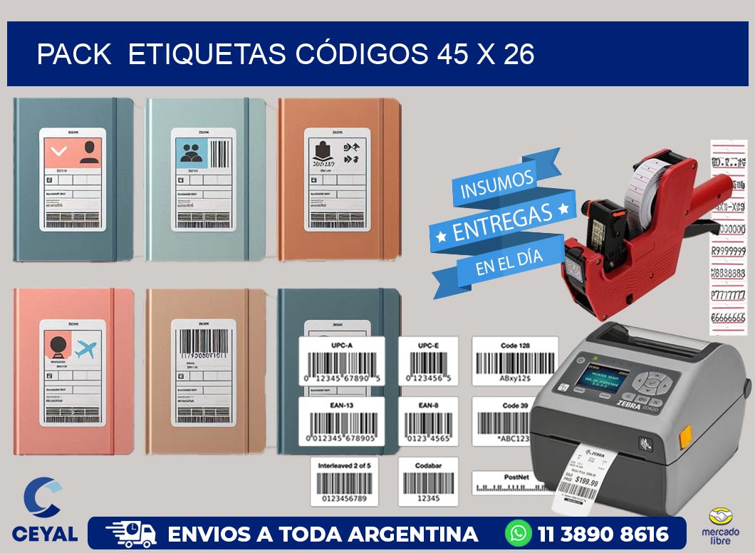 Pack  ETIQUETAS CÓDIGOS 45 x 26