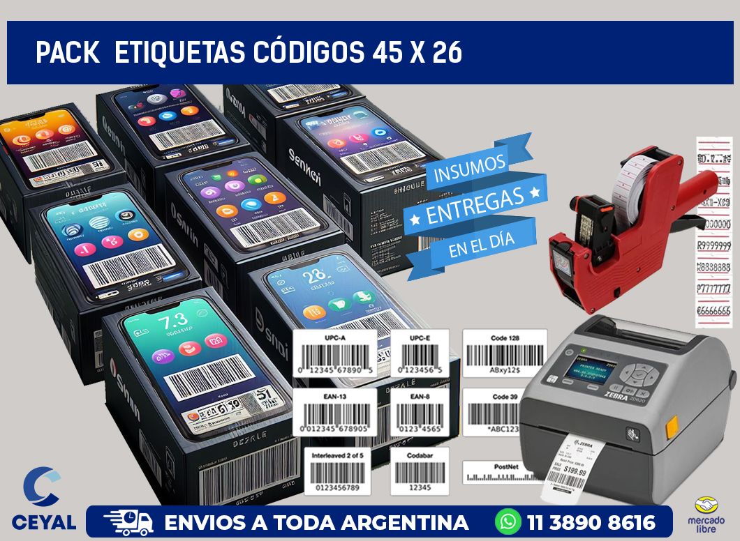 Pack  ETIQUETAS CÓDIGOS 45 x 26