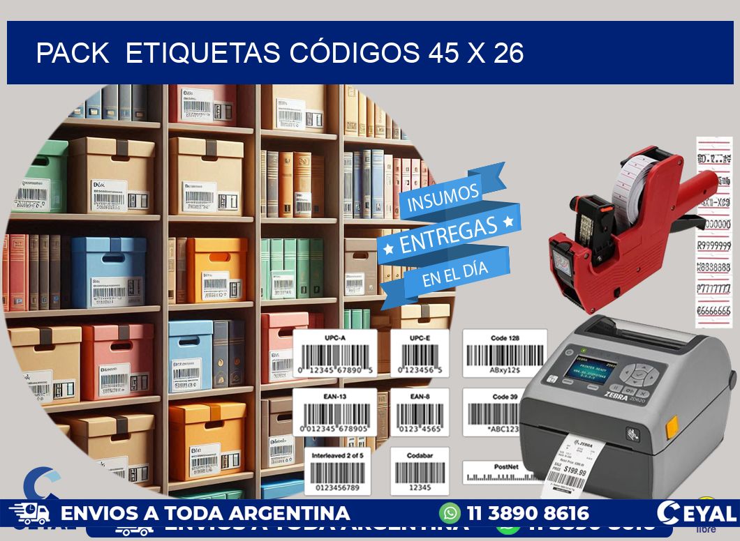 Pack  ETIQUETAS CÓDIGOS 45 x 26