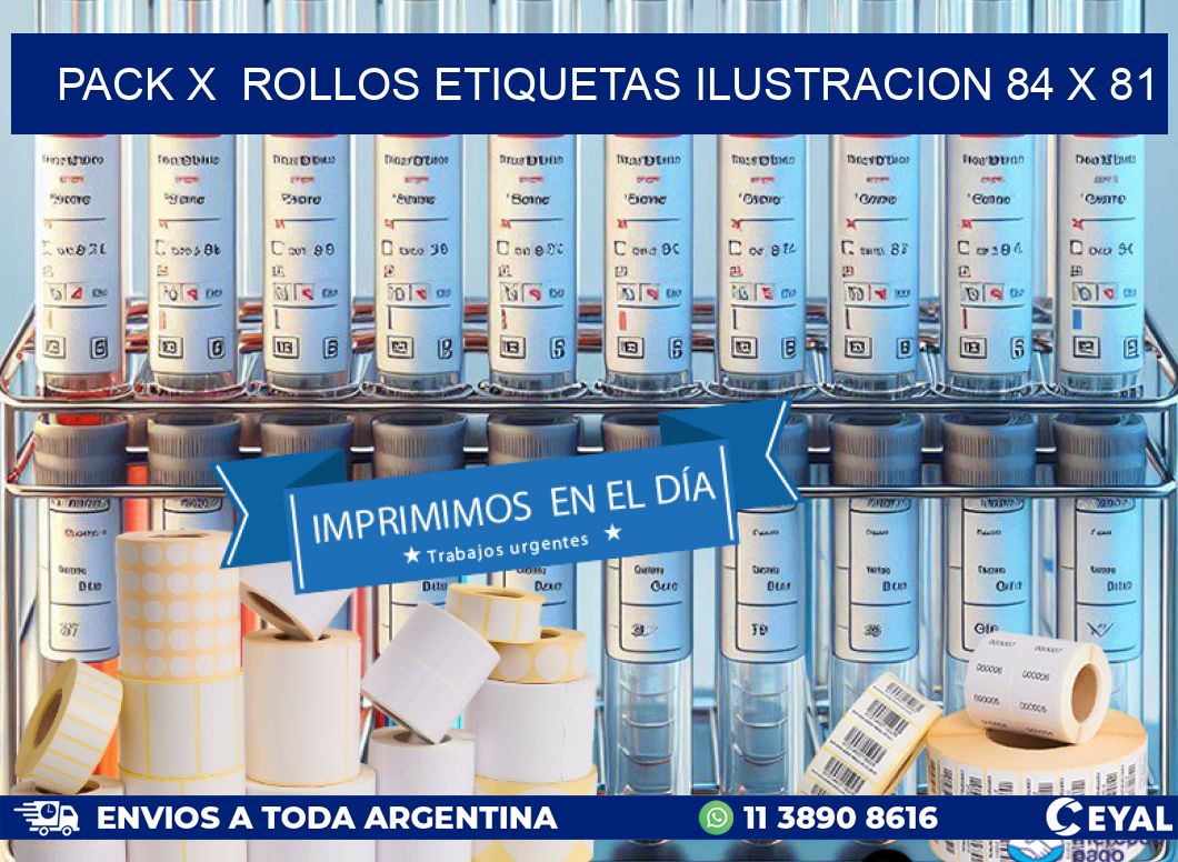 Pack X  Rollos Etiquetas Ilustracion 84 x 81