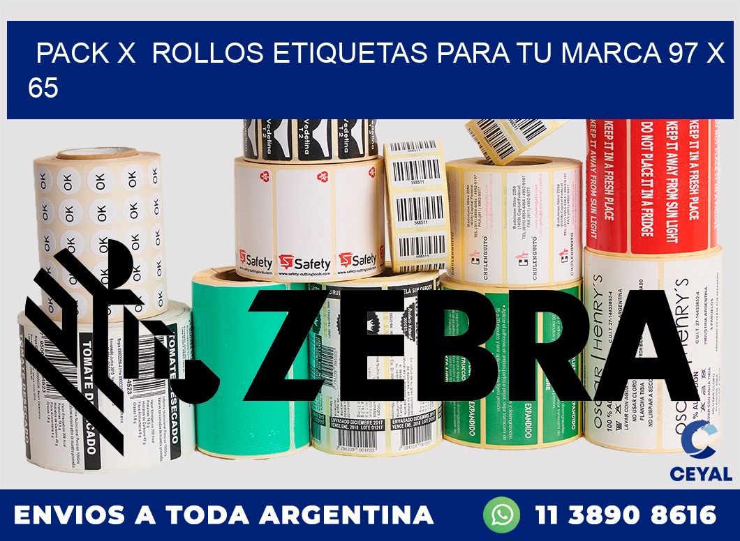 Pack X  Rollos Etiquetas para tu marca 97 x 65
