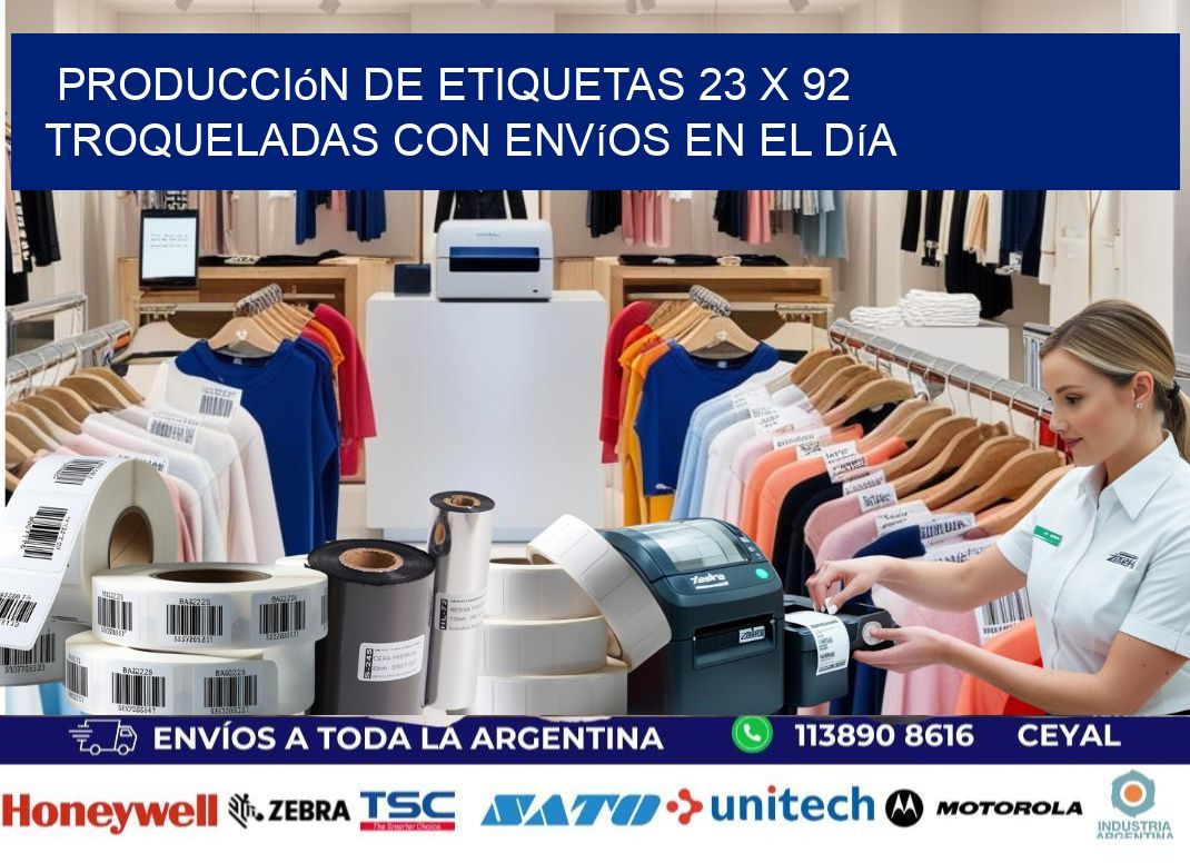 Producción de etiquetas 23 x 92 troqueladas con envíos en el día