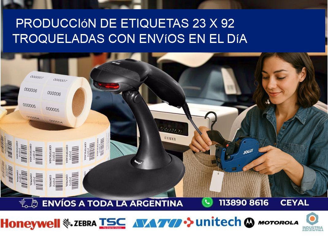 Producción de etiquetas 23 x 92 troqueladas con envíos en el día