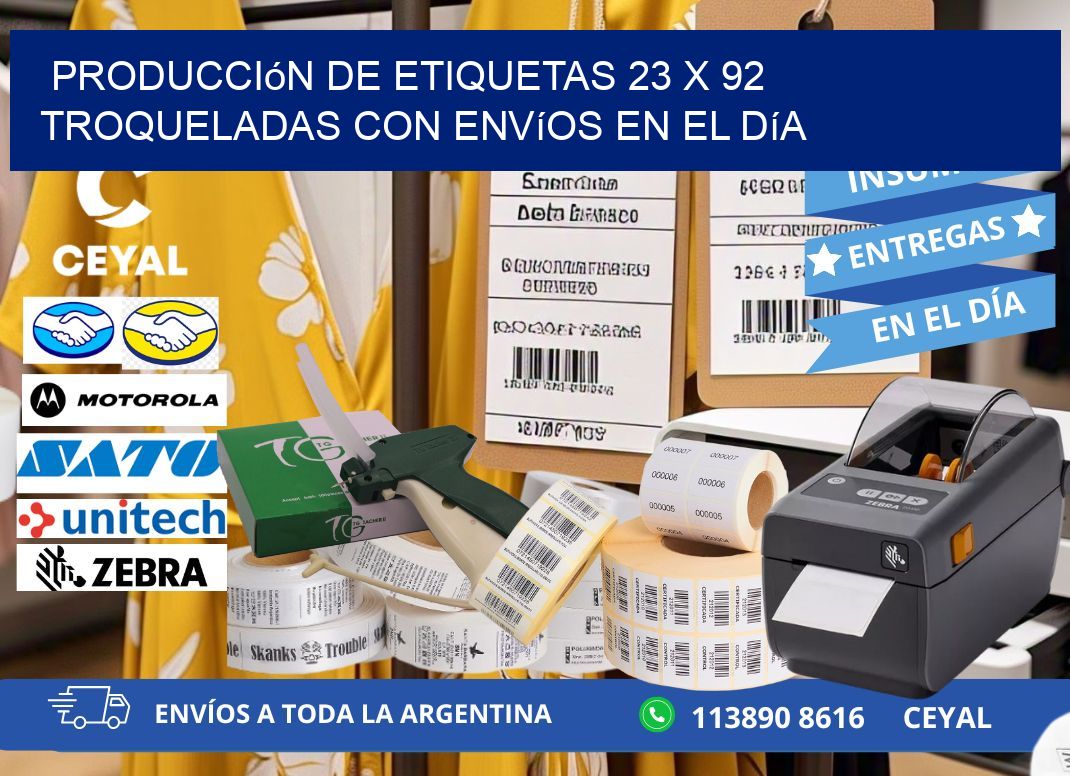 Producción de etiquetas 23 x 92 troqueladas con envíos en el día