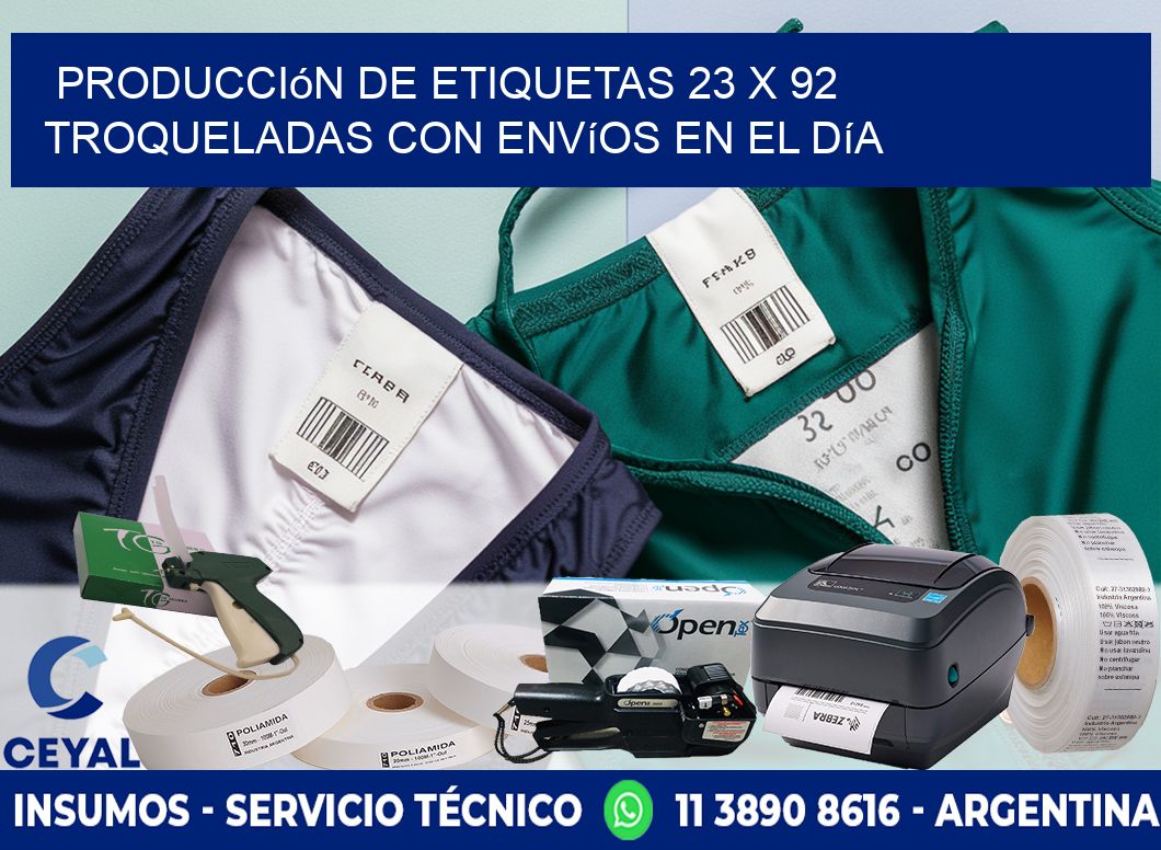 Producción de etiquetas 23 x 92 troqueladas con envíos en el día