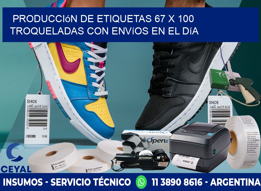 Producción de etiquetas 67 x 100 troqueladas con envíos en el día