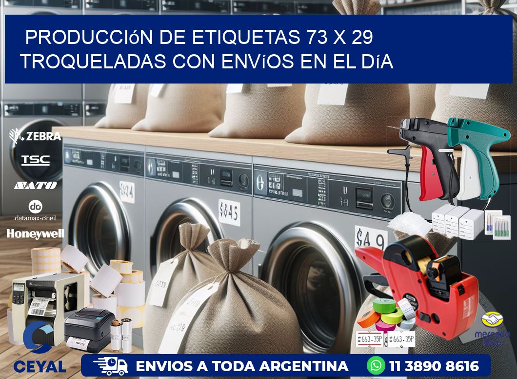 Producción de etiquetas 73 x 29 troqueladas con envíos en el día