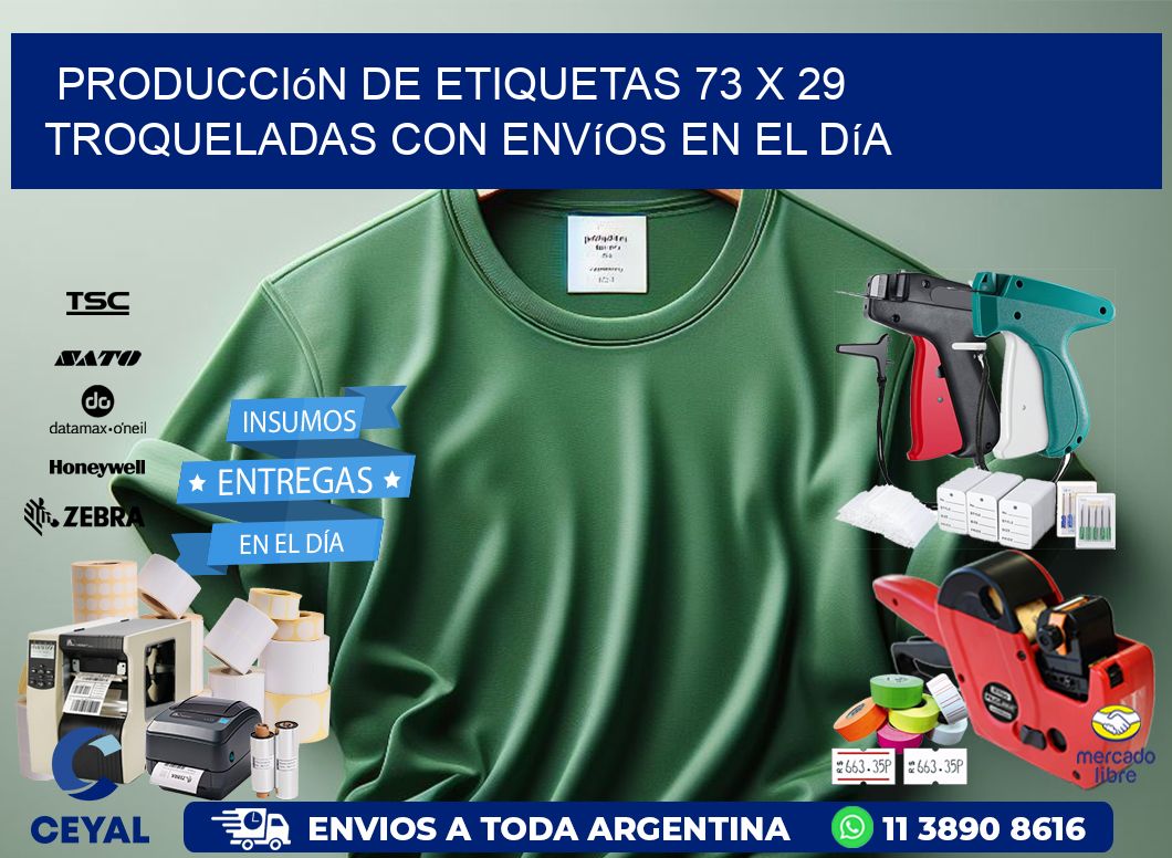 Producción de etiquetas 73 x 29 troqueladas con envíos en el día