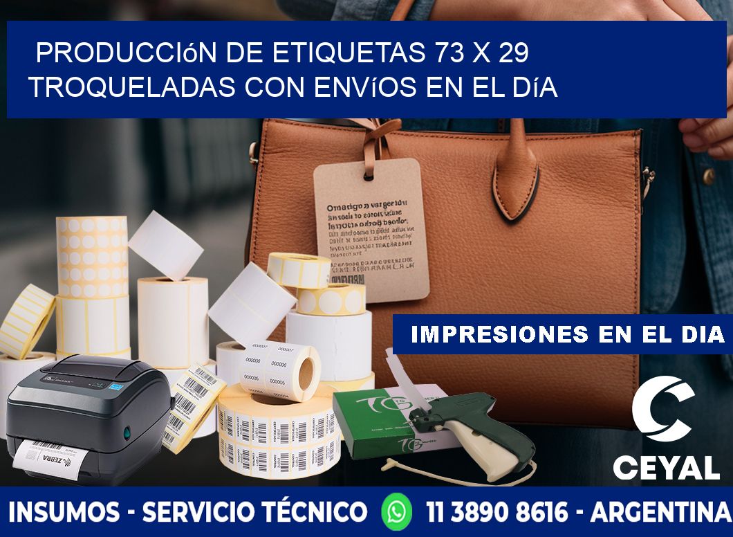Producción de etiquetas 73 x 29 troqueladas con envíos en el día