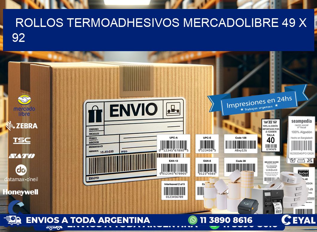 ROLLOS TERMOADHESIVOS MERCADOLIBRE 49 x 92