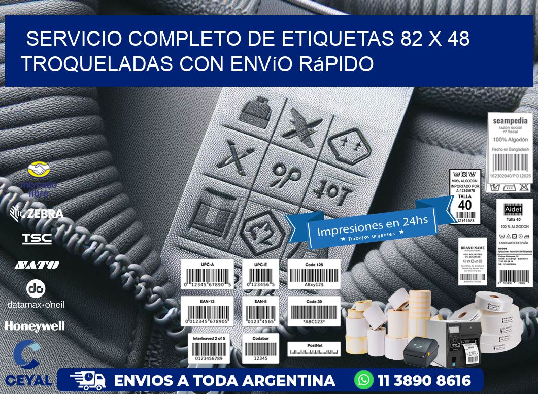 Servicio completo de etiquetas 82 x 48 troqueladas con envío rápido