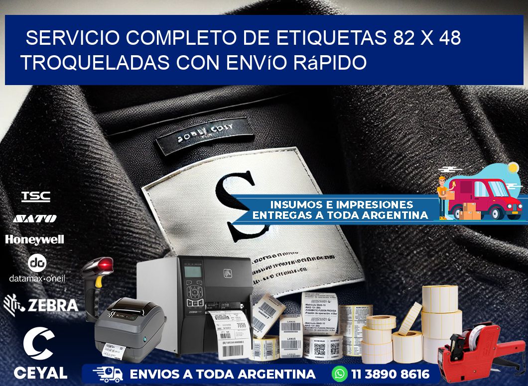 Servicio completo de etiquetas 82 x 48 troqueladas con envío rápido