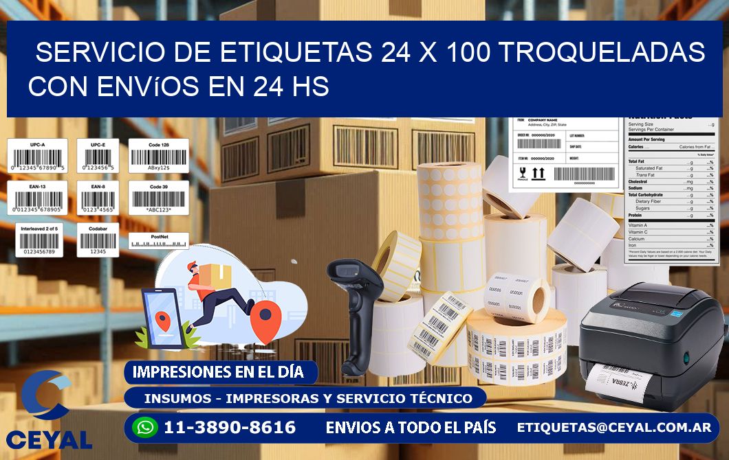 Servicio de etiquetas 24 x 100 troqueladas con envíos en 24 hs