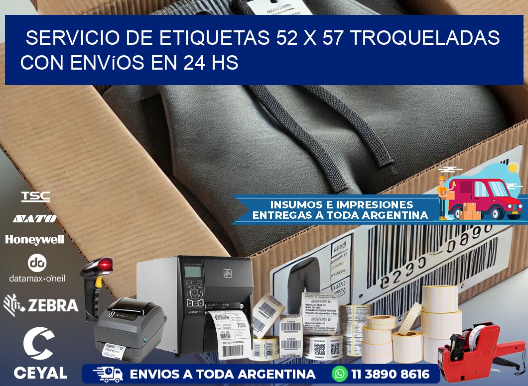 Servicio de etiquetas 52 x 57 troqueladas con envíos en 24 hs
