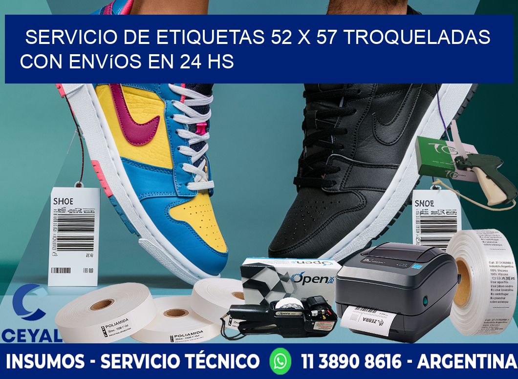 Servicio de etiquetas 52 x 57 troqueladas con envíos en 24 hs