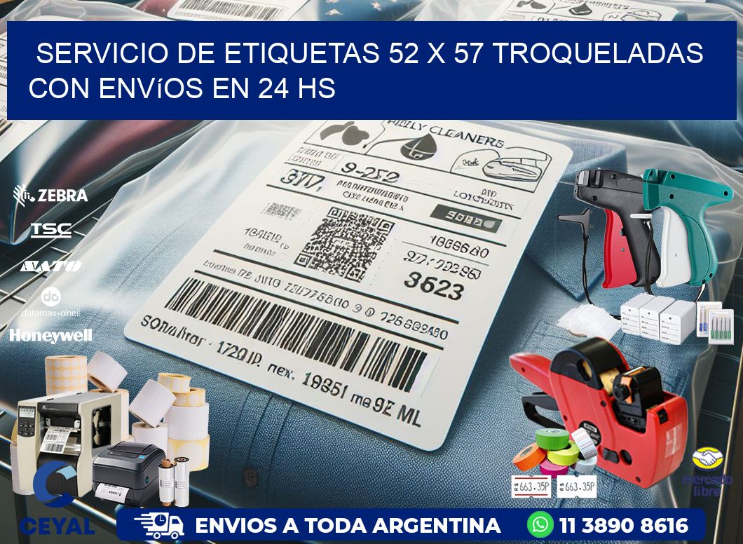 Servicio de etiquetas 52 x 57 troqueladas con envíos en 24 hs