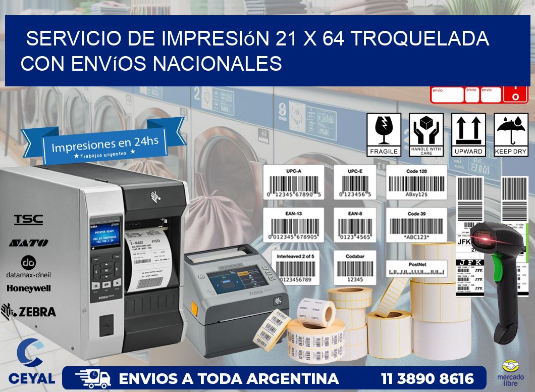 Servicio de impresión 21 x 64 troquelada con envíos nacionales