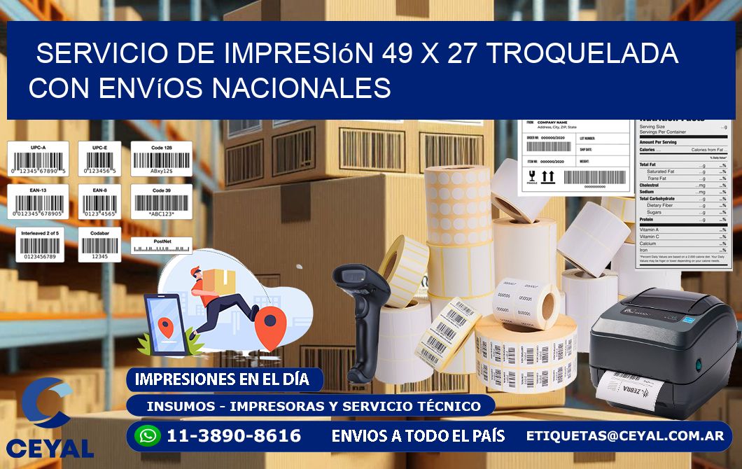 Servicio de impresión 49 x 27 troquelada con envíos nacionales
