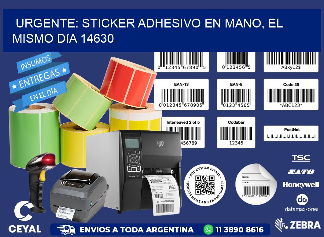 Urgente: Sticker adhesivo en Mano, el Mismo Día 14630