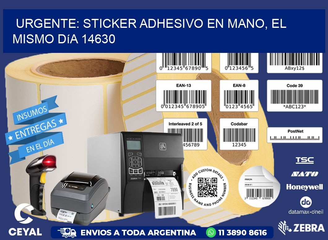 Urgente: Sticker adhesivo en Mano, el Mismo Día 14630