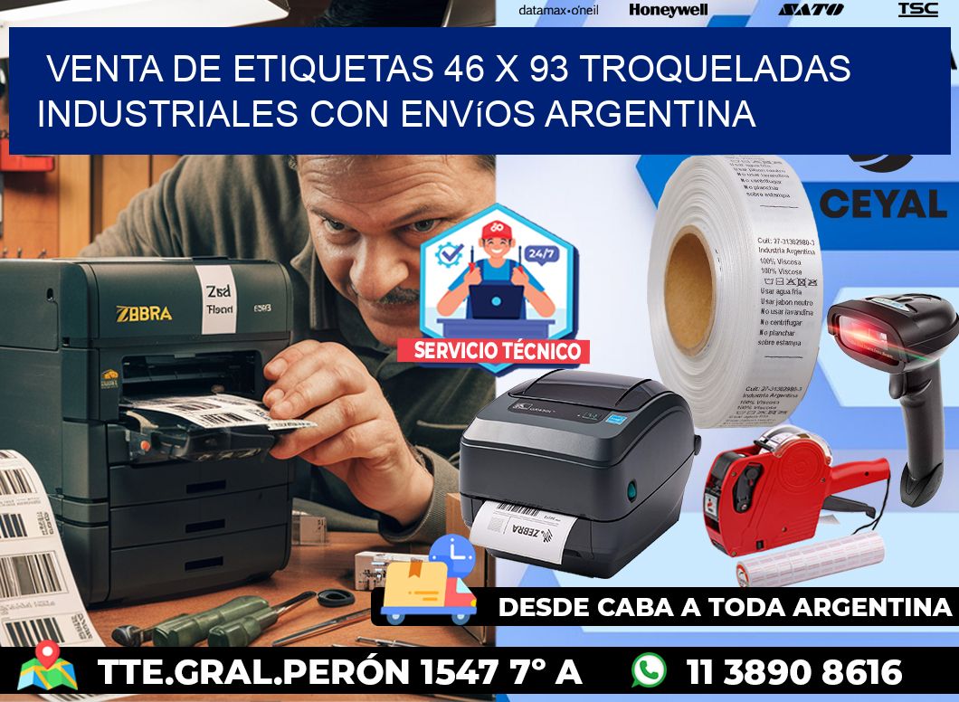 Venta de etiquetas 46 x 93 troqueladas industriales con envíos Argentina