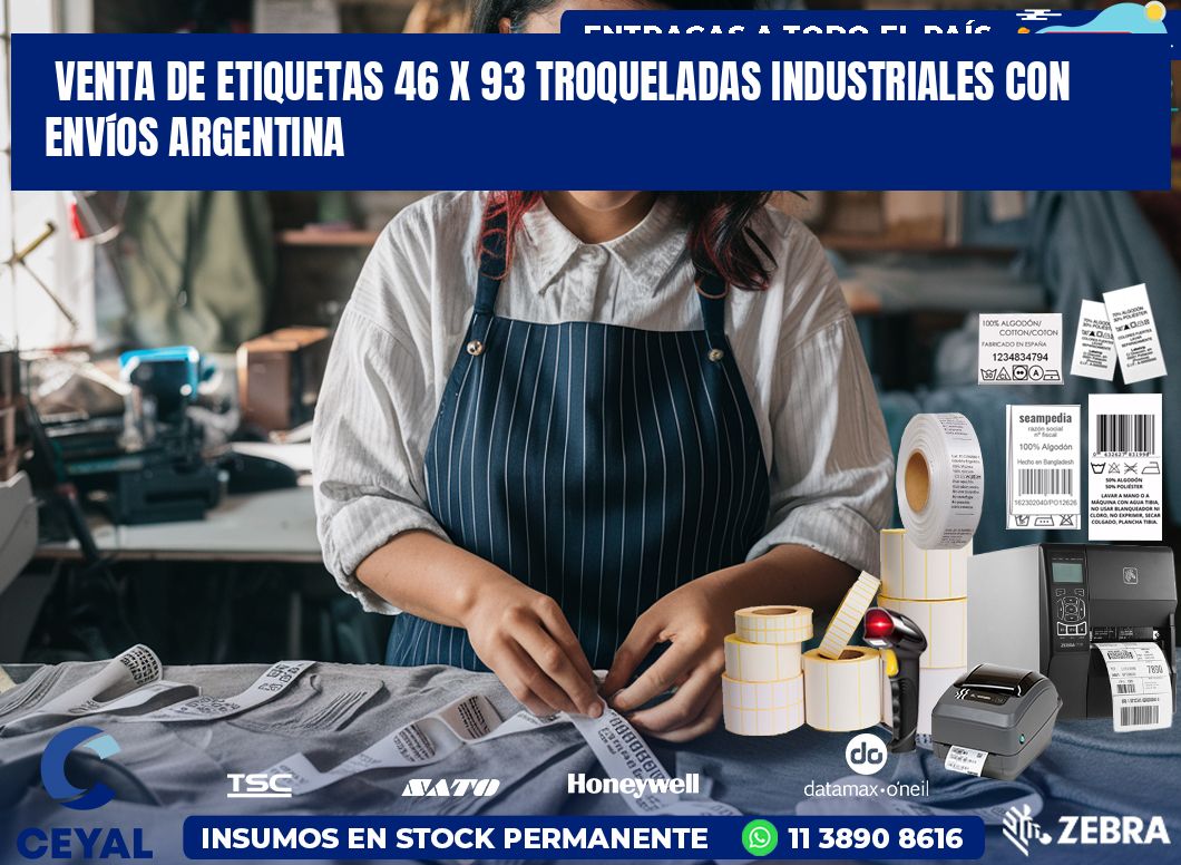 Venta de etiquetas 46 x 93 troqueladas industriales con envíos Argentina