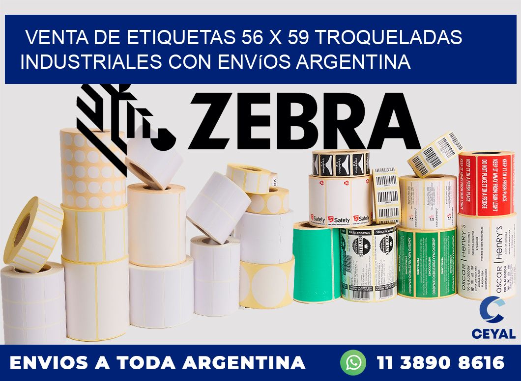 Venta de etiquetas 56 x 59 troqueladas industriales con envíos Argentina