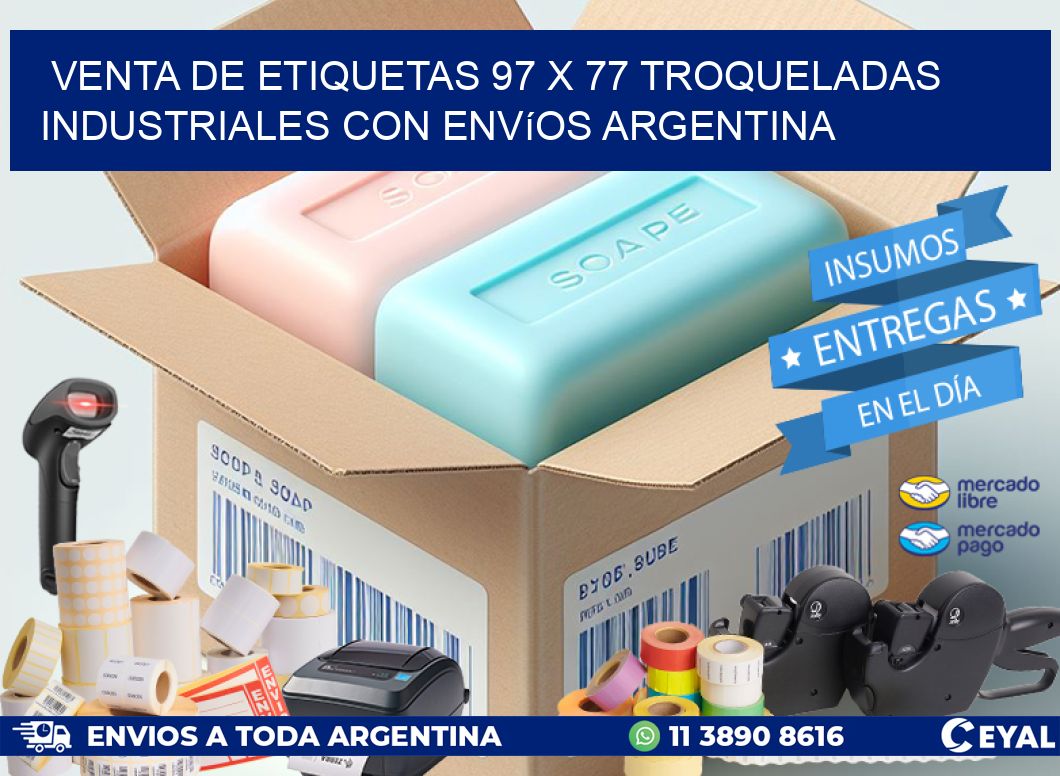 Venta de etiquetas 97 x 77 troqueladas industriales con envíos Argentina