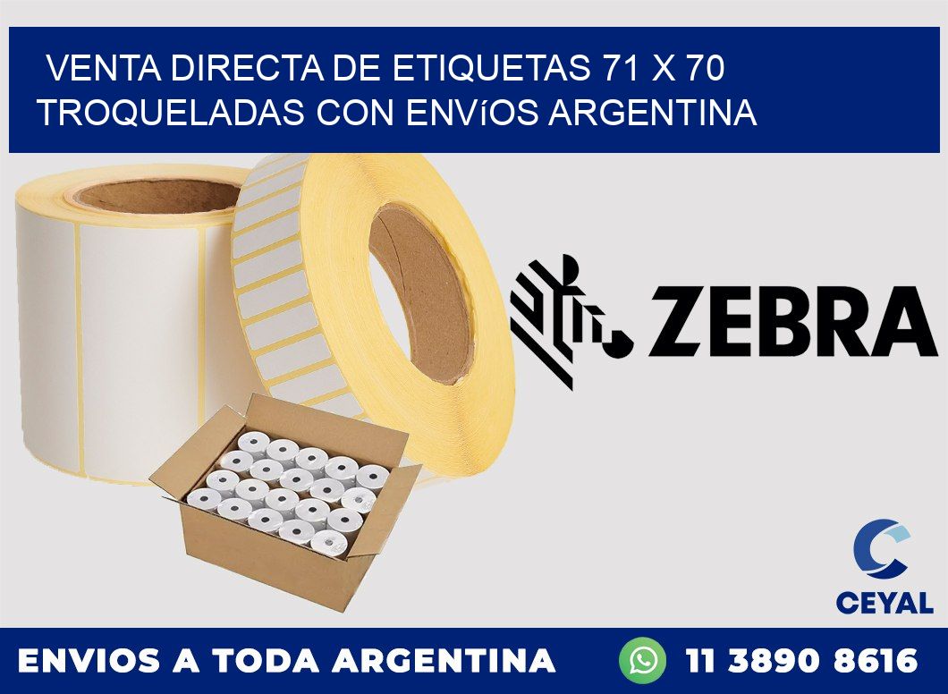 Venta directa de etiquetas 71 x 70 troqueladas con envíos Argentina