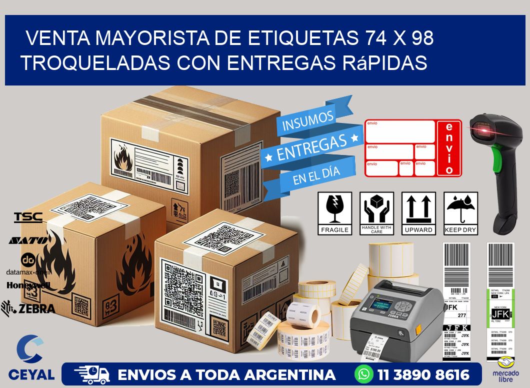 Venta mayorista de etiquetas 74 x 98 troqueladas con entregas rápidas