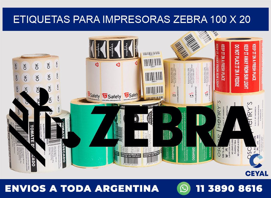 etiquetas para impresoras zebra 100 x 20