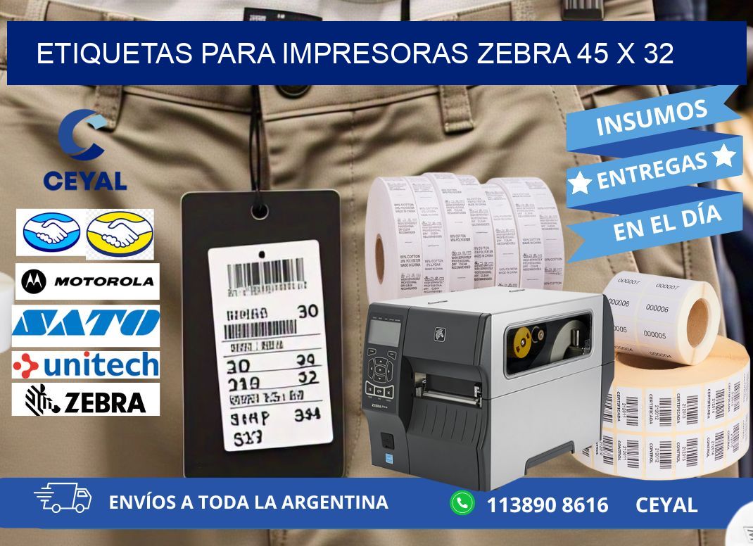 etiquetas para impresoras zebra 45 x 32