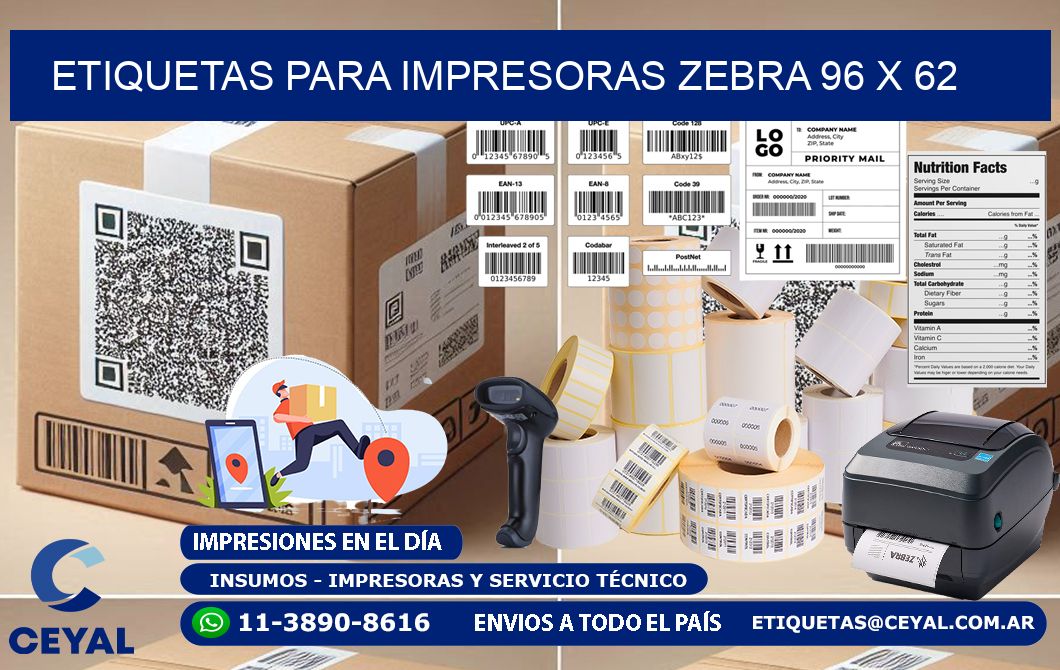 etiquetas para impresoras zebra 96 x 62