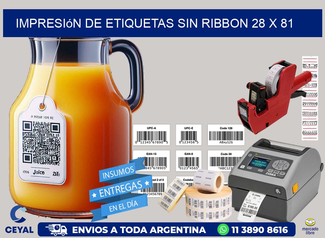 impresión de etiquetas sin ribbon 28 x 81