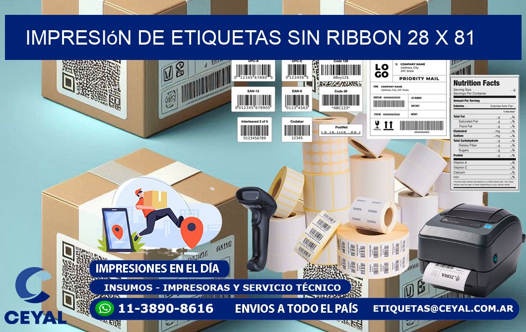 impresión de etiquetas sin ribbon 28 x 81