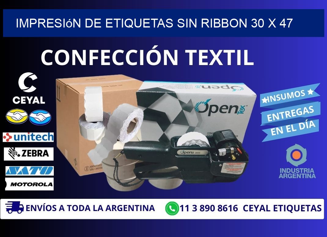 impresión de etiquetas sin ribbon 30 x 47