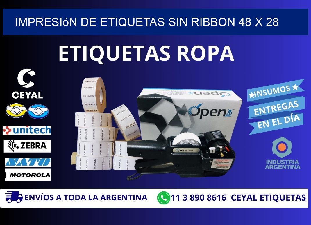 impresión de etiquetas sin ribbon 48 x 28