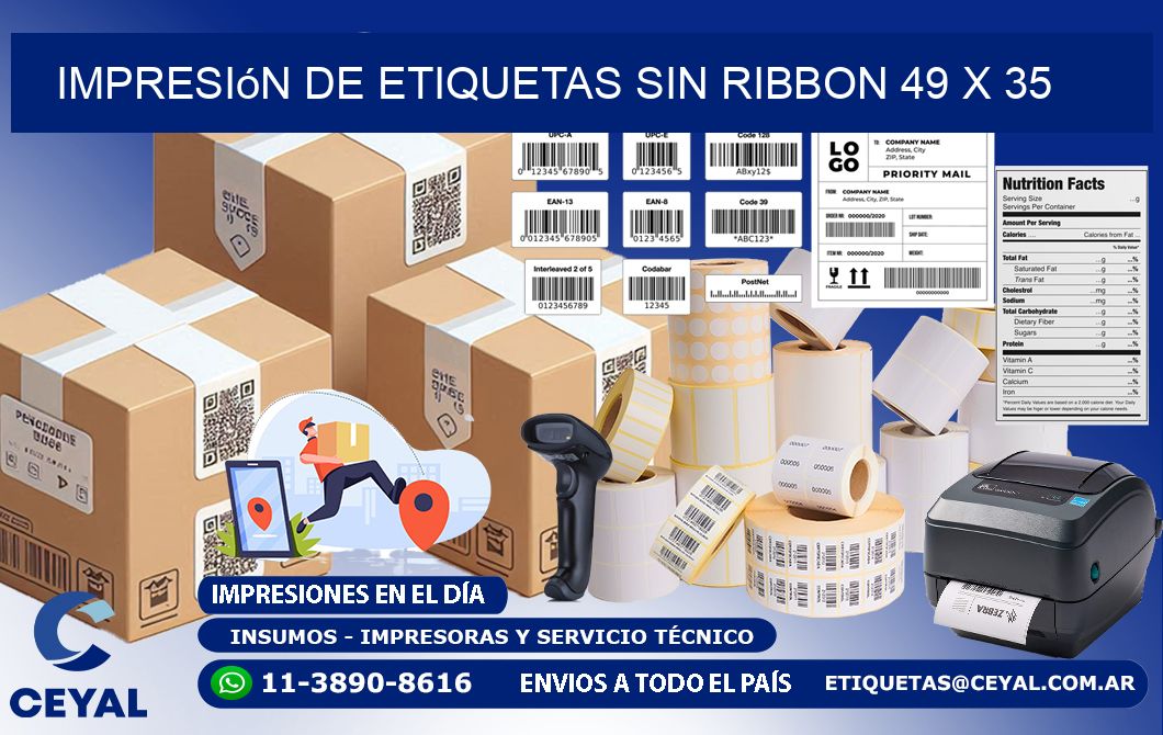impresión de etiquetas sin ribbon 49 x 35