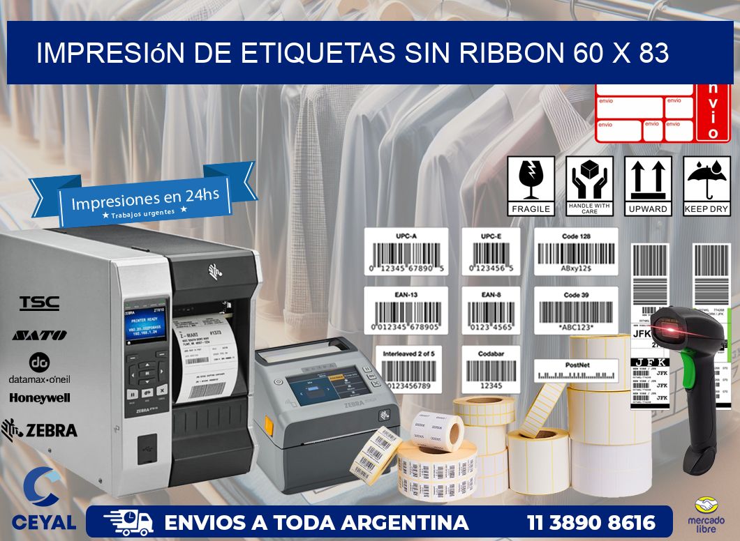 impresión de etiquetas sin ribbon 60 x 83