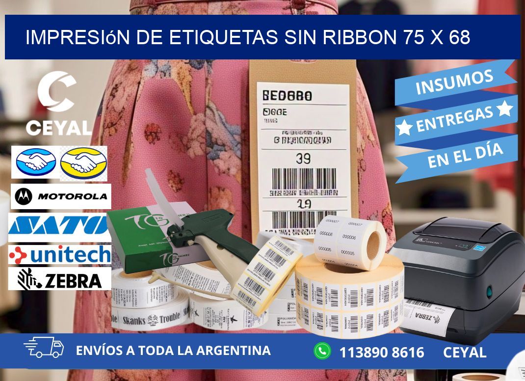 impresión de etiquetas sin ribbon 75 x 68