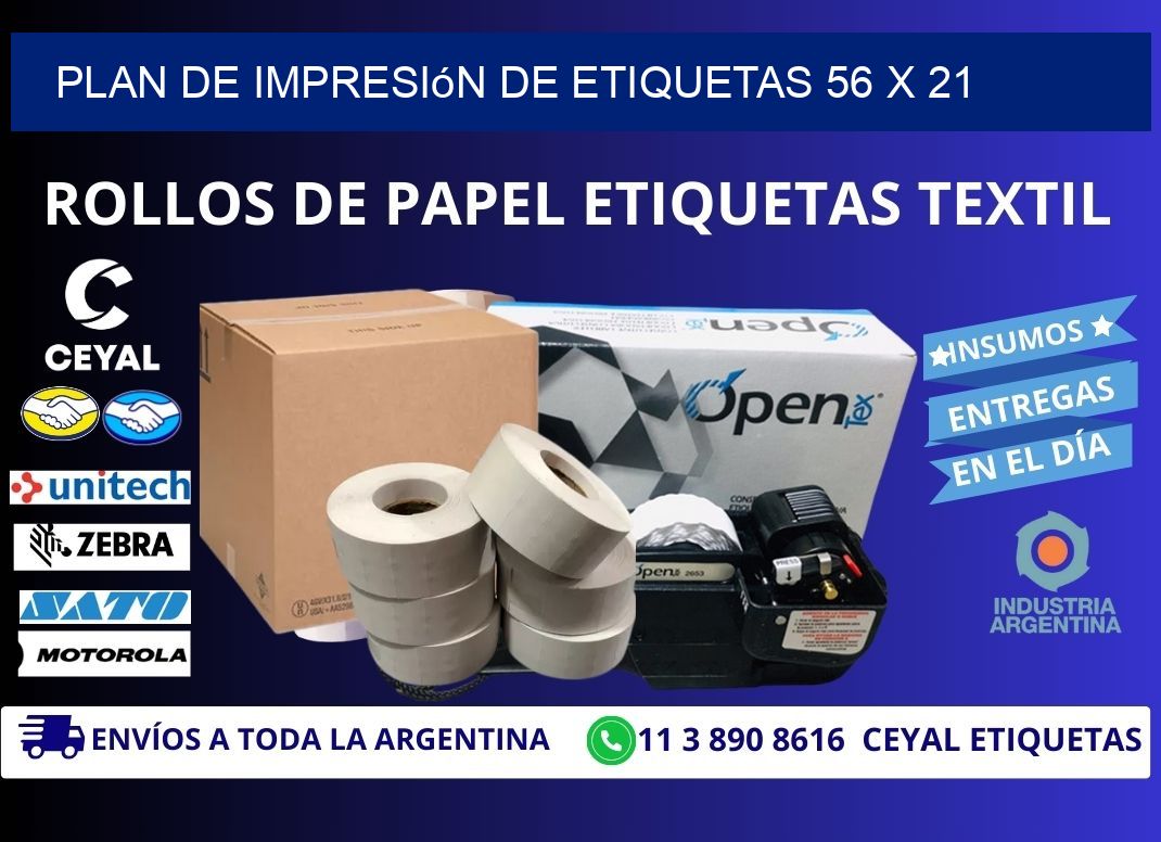 plan de impresión de etiquetas 56 x 21