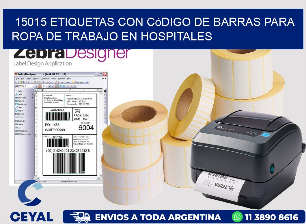 15015 Etiquetas con código de barras para ropa de trabajo en hospitales