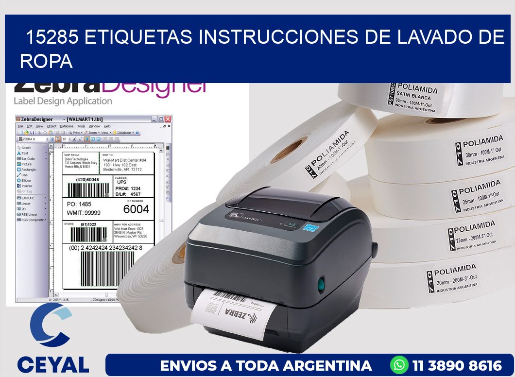 15285 etiquetas instrucciones de lavado de ropa