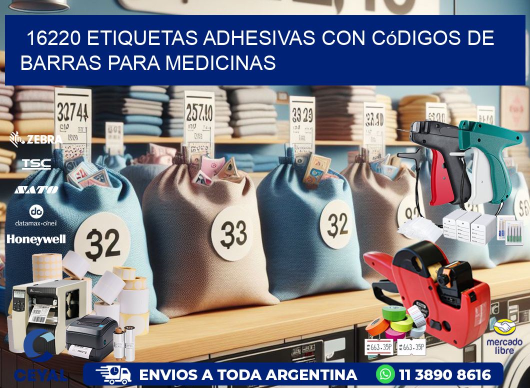 16220 etiquetas adhesivas con códigos de barras para medicinas