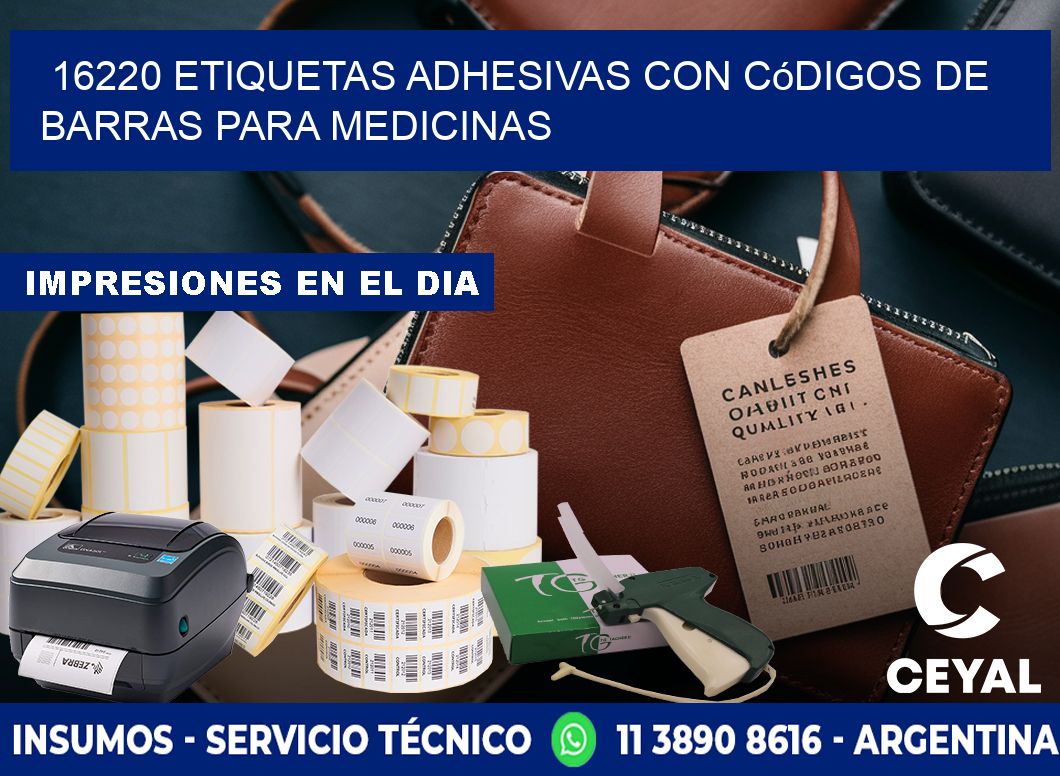 16220 etiquetas adhesivas con códigos de barras para medicinas