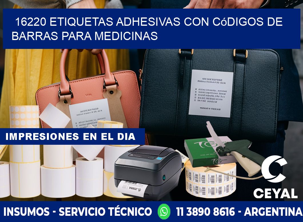 16220 etiquetas adhesivas con códigos de barras para medicinas
