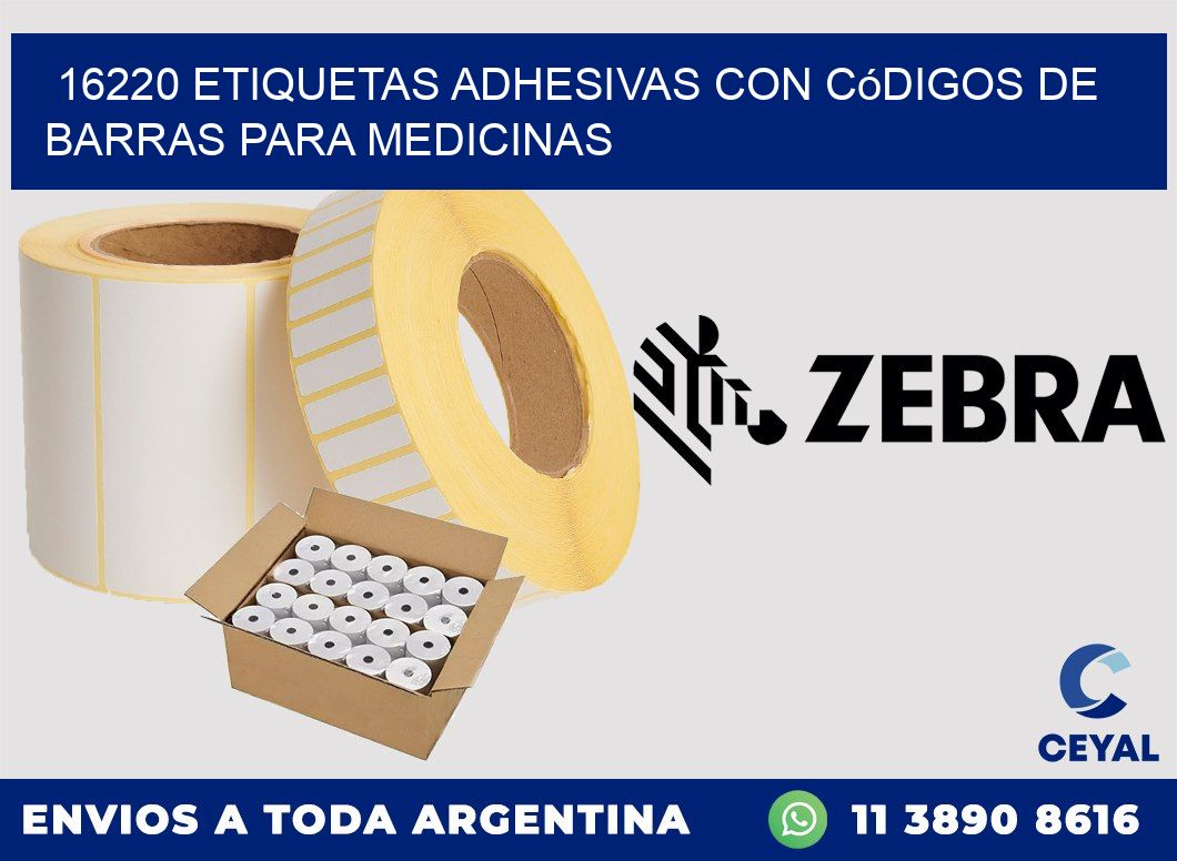 16220 etiquetas adhesivas con códigos de barras para medicinas